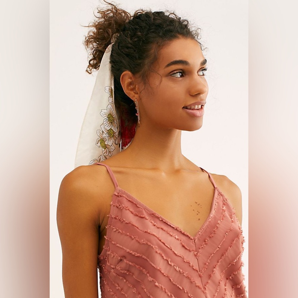 Free People Fade Away Cami V-Neck Chevron Textured